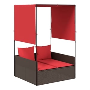 vidaXL Patio Double Sun Lounger in Brown and Red