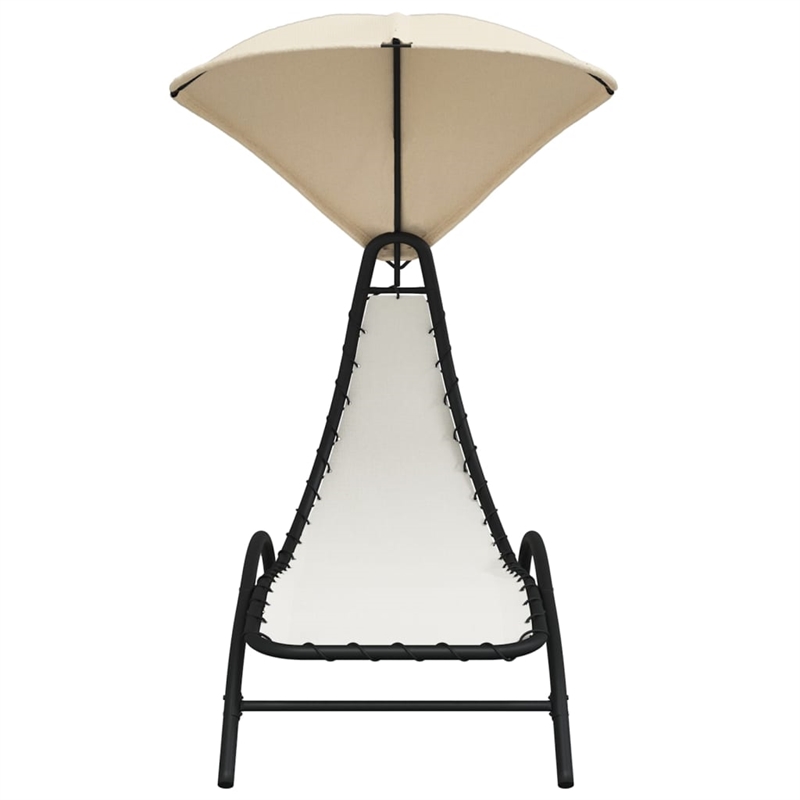 vidaXL Sun Lounger with Canopy in Cream