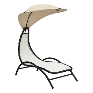 vidaXL Sun Lounger with Canopy in Cream