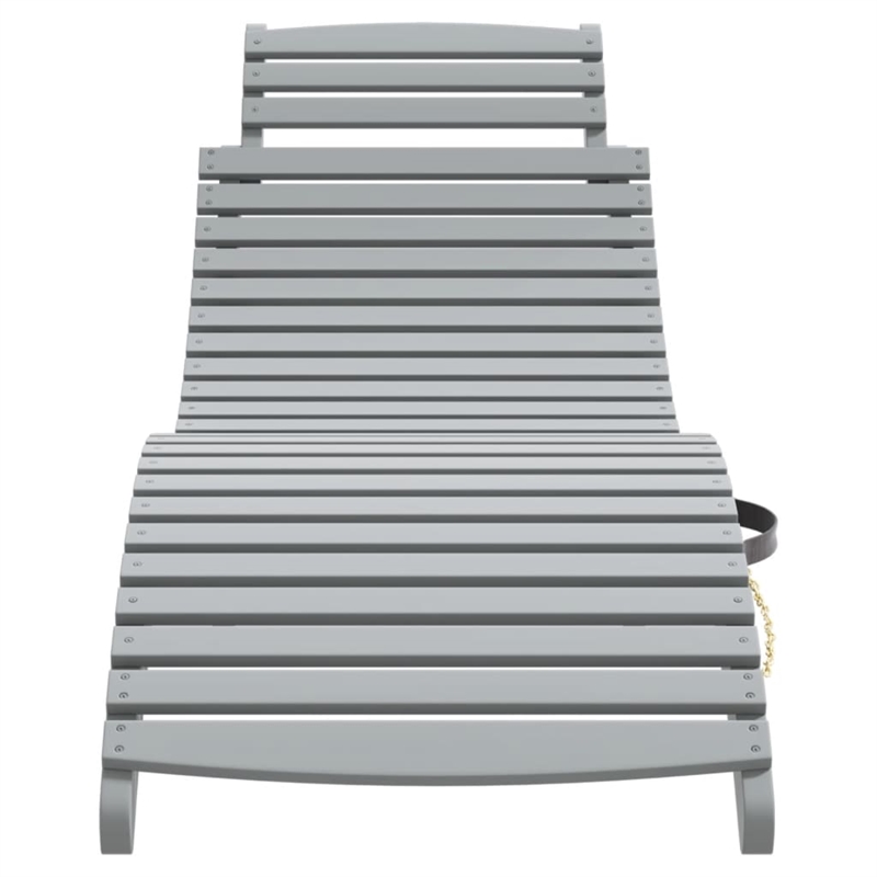 vidaXL Solid Acacia Wood Standard Foldable Sun Lounger in Gray