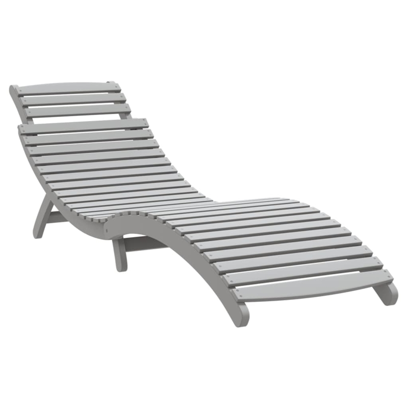 vidaXL Solid Acacia Wood Standard Foldable Sun Lounger in Gray