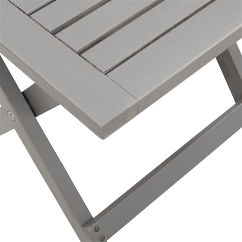 vidaXL Solid Acacia Wood Standard Foldable Sun Lounger in Gray