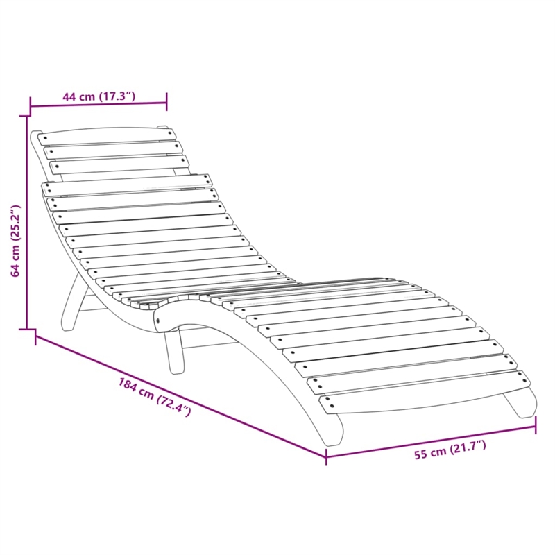 vidaXL Solid Acacia Wood Standard Foldable Sun Lounger in Gray
