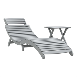 vidaXL Solid Acacia Wood Standard Foldable Sun Lounger in Gray