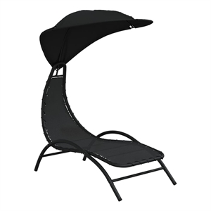 vidaXL Textilene Fabric and Powder-Coated Steel Sun Lounger with Canopy in Black