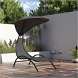 vidaXL Textilene Fabric and Steel Sun Lounger with Canopy in Dark Gray