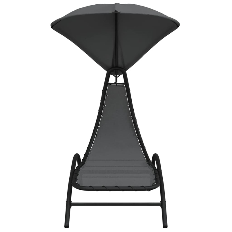 vidaXL Textilene Fabric and Steel Sun Lounger with Canopy in Dark Gray