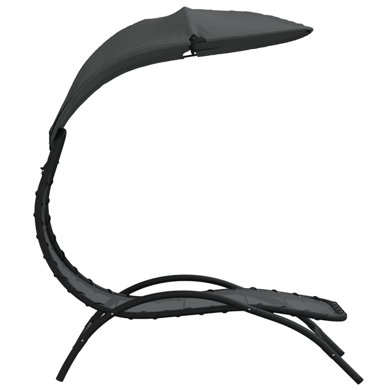 vidaXL Textilene Fabric and Steel Sun Lounger with Canopy in Dark Gray