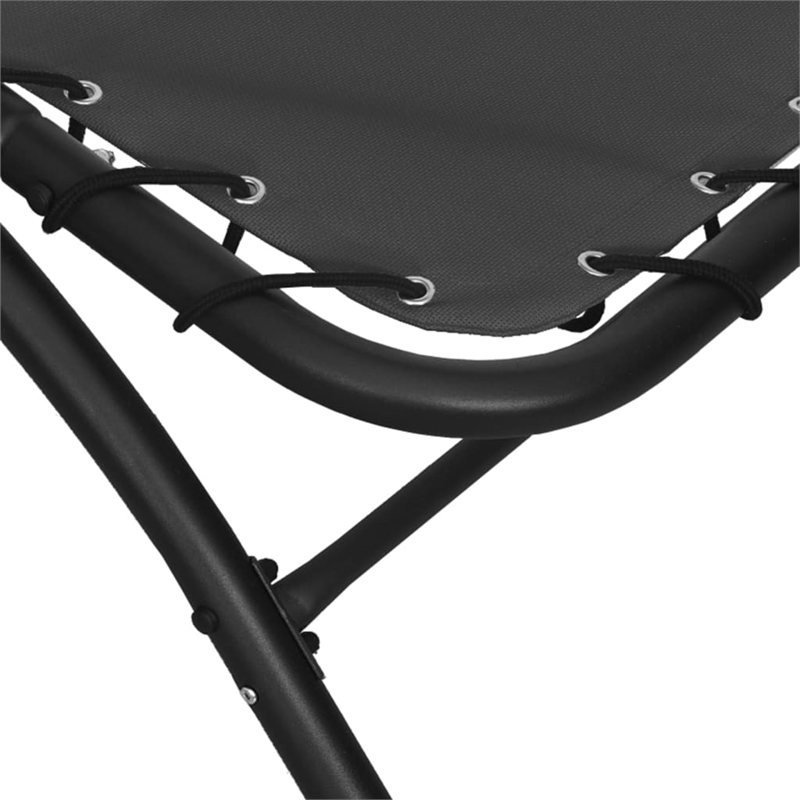vidaXL Textilene Fabric and Steel Sun Lounger with Canopy in Dark Gray