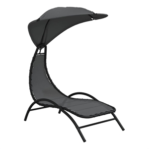 vidaXL Textilene Fabric and Steel Sun Lounger with Canopy in Dark Gray