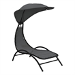 vidaXL Textilene Fabric and Steel Sun Lounger with Canopy in Dark Gray