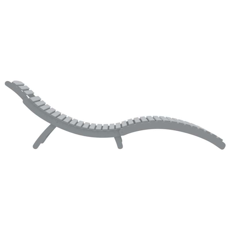 vidaXL Solid Acacia Wood Standard Foldable Sun Lounger in Gray