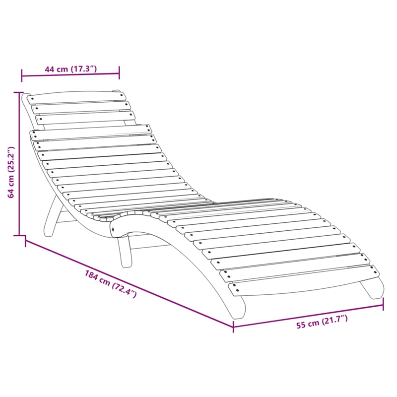 vidaXL Solid Acacia Wood Standard Foldable Sun Lounger in Gray