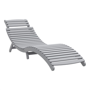 vidaXL Solid Acacia Wood Standard Foldable Sun Lounger in Gray