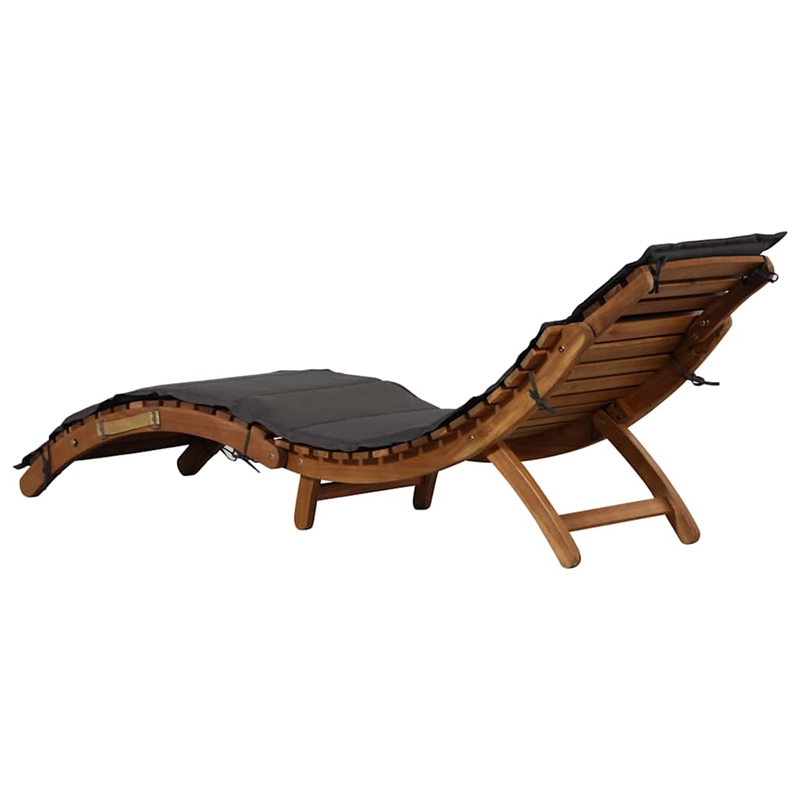 vidaXL Solid Acacia Wood Medium Foldable Sun Lounger in Dark Gray