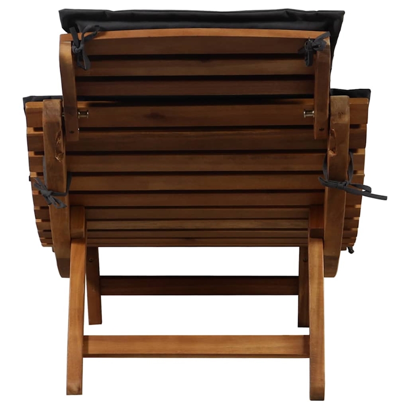 vidaXL Solid Acacia Wood Medium Foldable Sun Lounger in Dark Gray