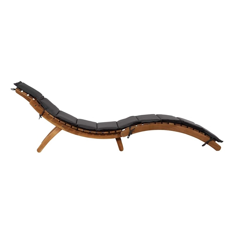 vidaXL Solid Acacia Wood Medium Foldable Sun Lounger in Dark Gray
