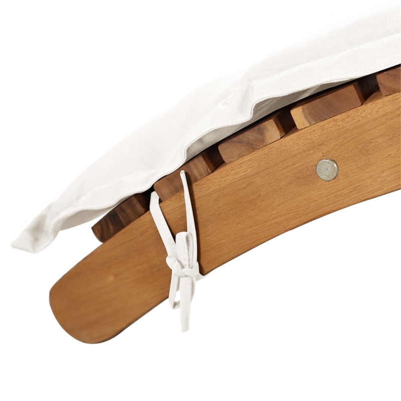 vidaXL Solid Acacia Wood and Polyester Standard Sun Lounger in Cream