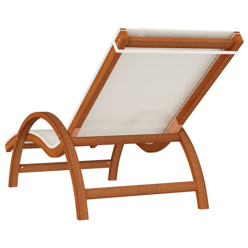 vidaXL Textilene and Solid Poplar Wood Standard Sun Lounger in White