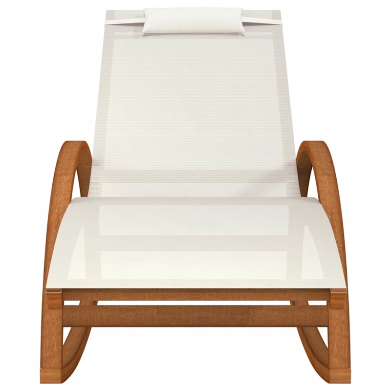 vidaXL Textilene and Solid Poplar Wood Rocking Chair in White