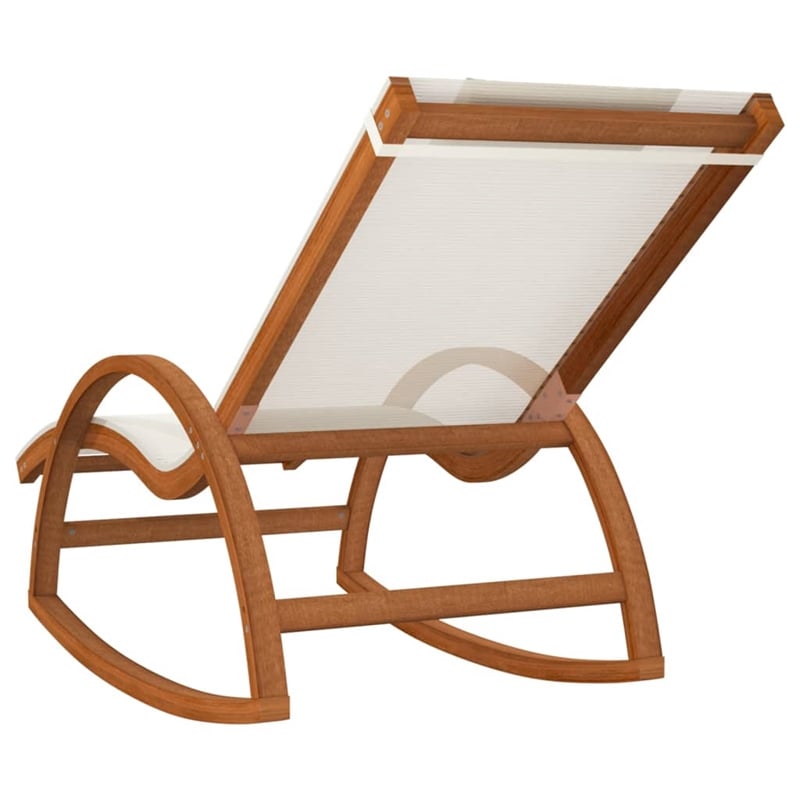 vidaXL Textilene and Solid Poplar Wood Rocking Chair in White