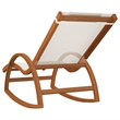 vidaXL Textilene and Solid Poplar Wood Rocking Chair in White