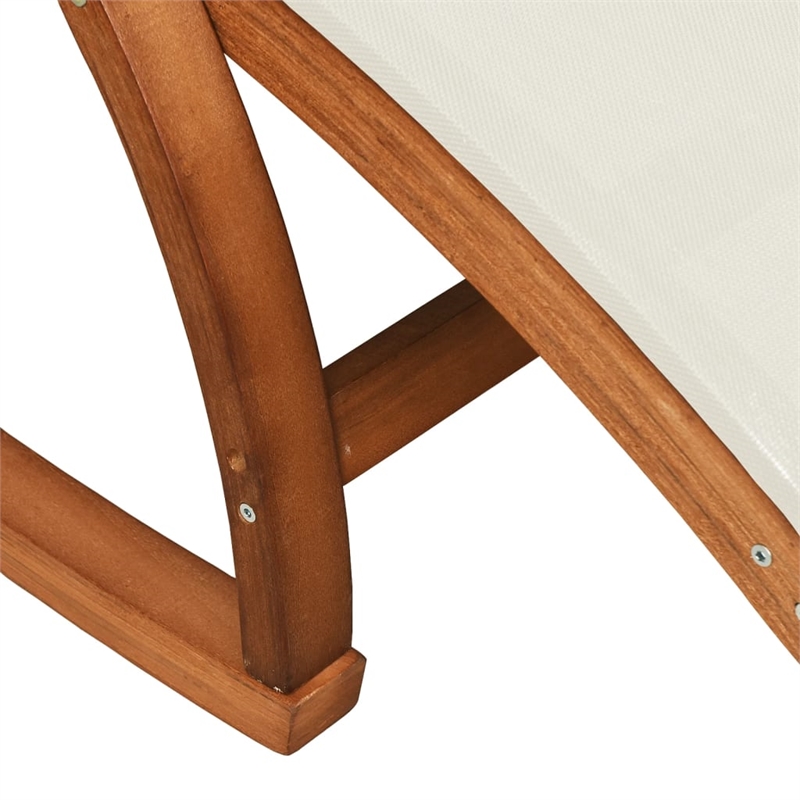 vidaXL Textilene and Solid Poplar Wood Rocking Chair in White
