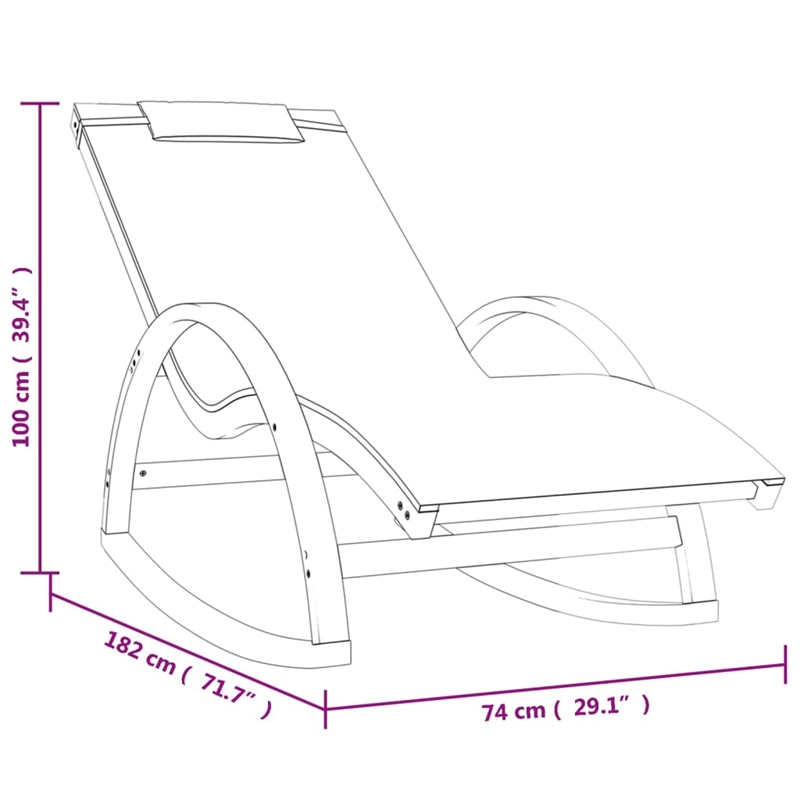 vidaXL Textilene and Solid Poplar Wood Rocking Chair in White