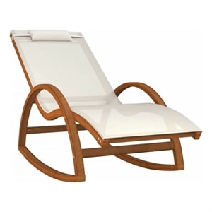 vidaXL Textilene and Solid Poplar Wood Rocking Chair in White