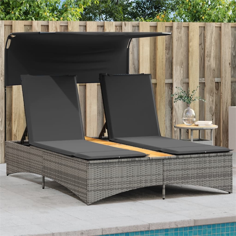 vidaXL Patio Double Sun Lounger in Gray