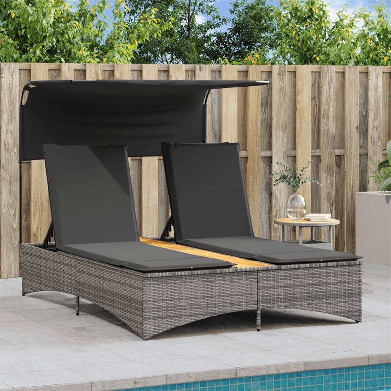 vidaXL Patio Double Sun Lounger in Gray