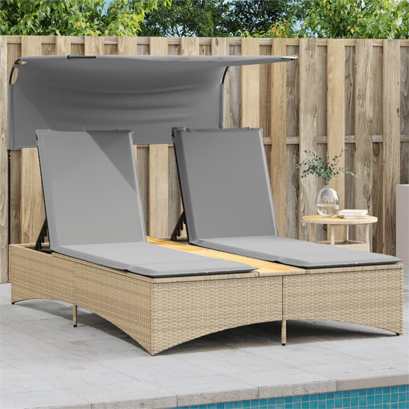 vidaXL Patio Double Sun Lounger in Mix Beige