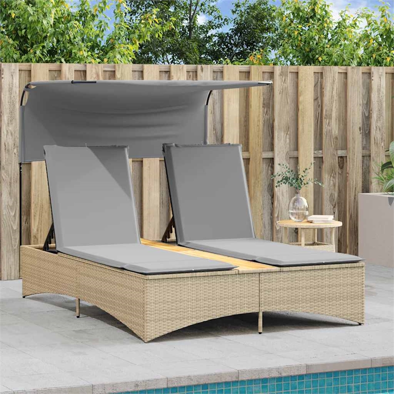 vidaXL Patio Double Sun Lounger in Mix Beige