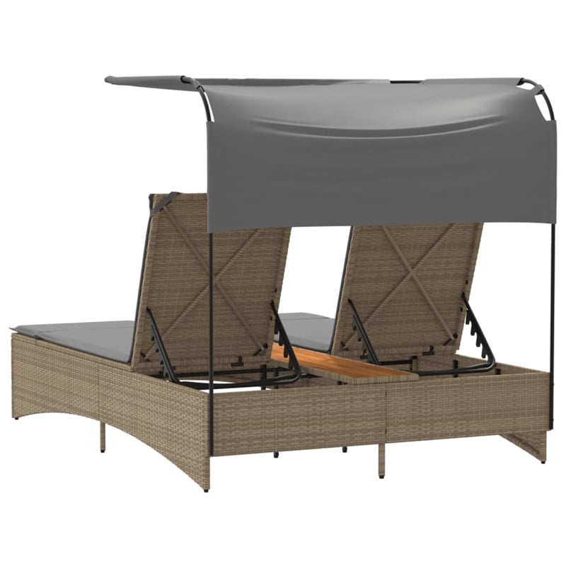 vidaXL Patio Double Sun Lounger in Mix Beige
