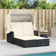 vidaXL PE Rattan Double-Sized Sun Lounger in Black