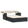 vidaXL PE Rattan Double-Sized Sun Lounger in Black
