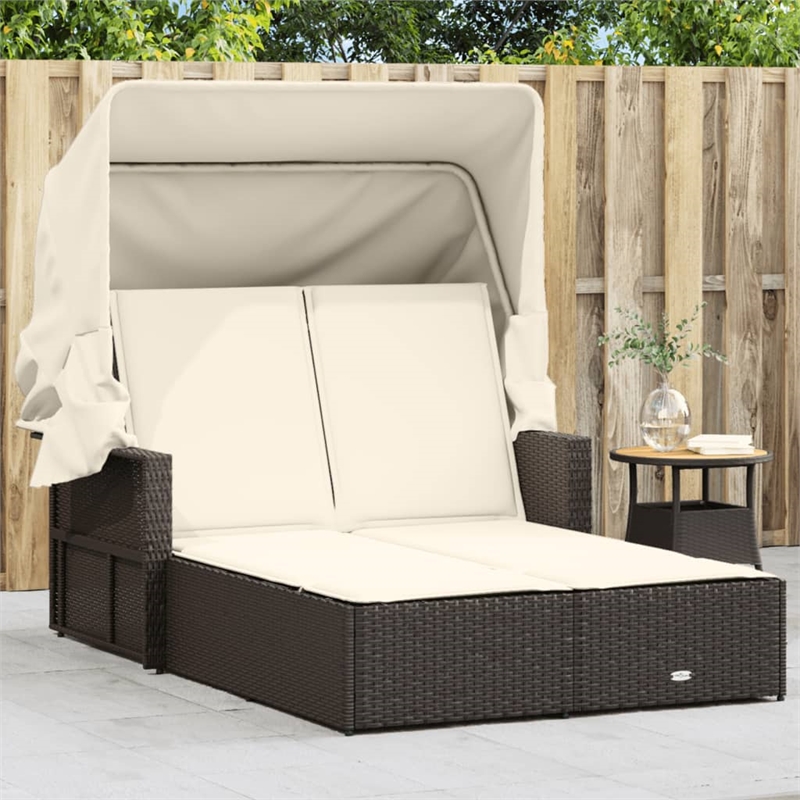 vidaXL Double Sun Lounger in Brown