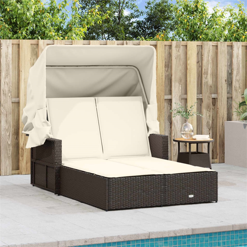 vidaXL Double Sun Lounger in Brown