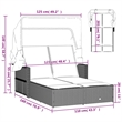 vidaXL PE Rattan Double Sun Lounger with Adjustable Armrests in Gray