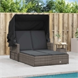 vidaXL PE Rattan Double Sun Lounger with Adjustable Armrests in Gray