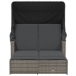 vidaXL PE Rattan Double Sun Lounger with Adjustable Armrests in Gray