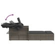 vidaXL PE Rattan Double Sun Lounger with Adjustable Armrests in Gray