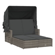 vidaXL PE Rattan Double Sun Lounger with Adjustable Armrests in Gray