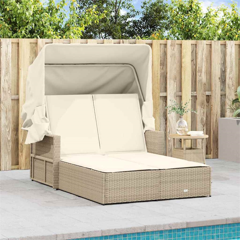 vidaXL Double Sun Lounger in Beige and Cream White