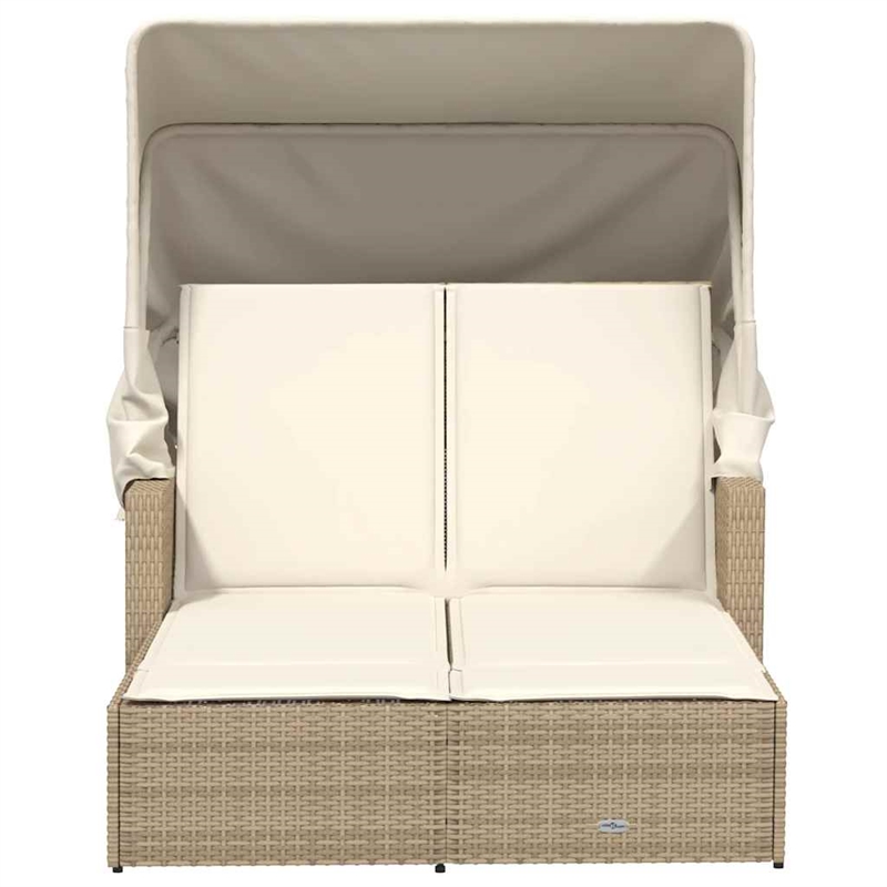 vidaXL Double Sun Lounger in Beige and Cream White