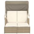 vidaXL Double Sun Lounger in Beige and Cream White