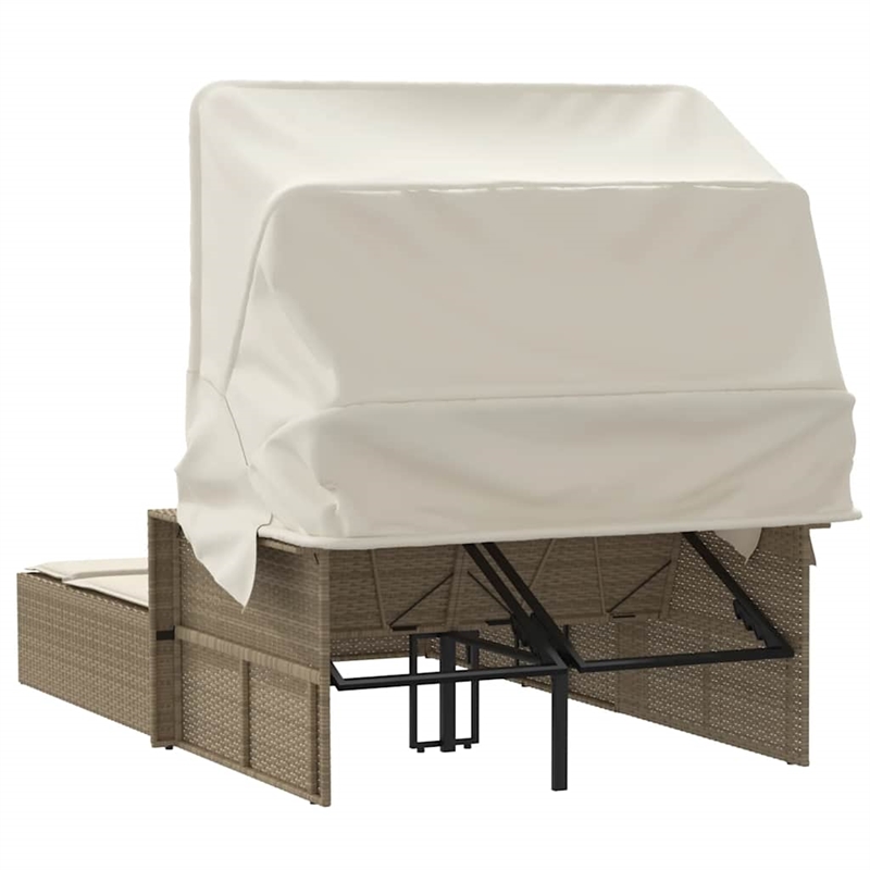 vidaXL Double Sun Lounger in Beige and Cream White