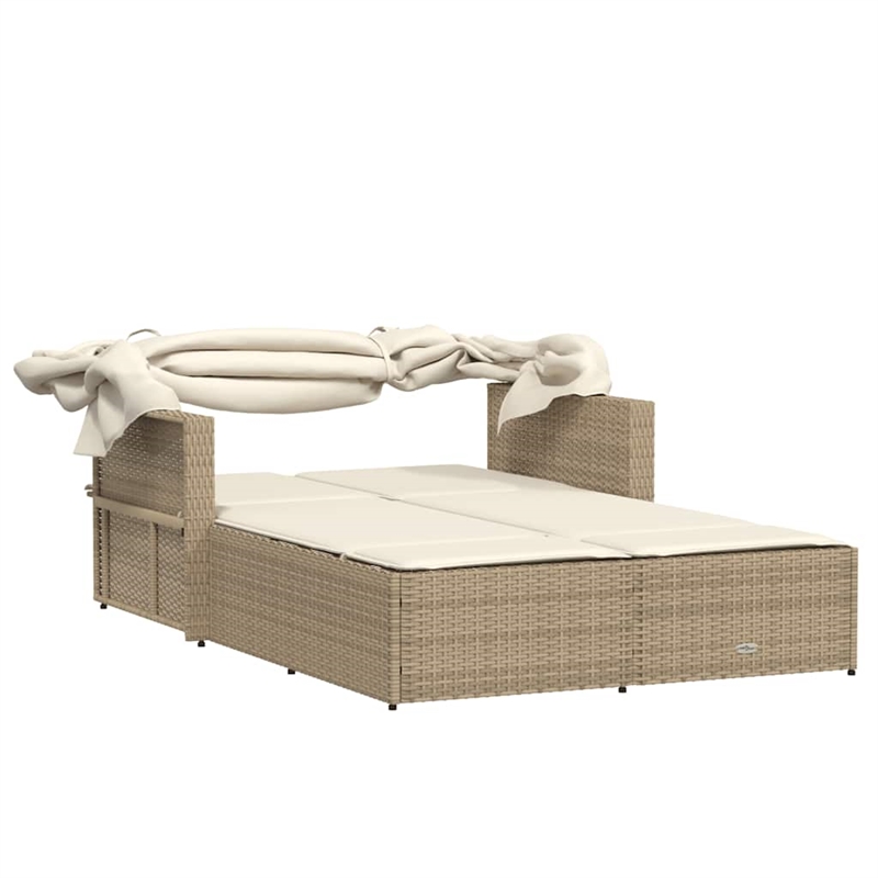 vidaXL Double Sun Lounger in Beige and Cream White