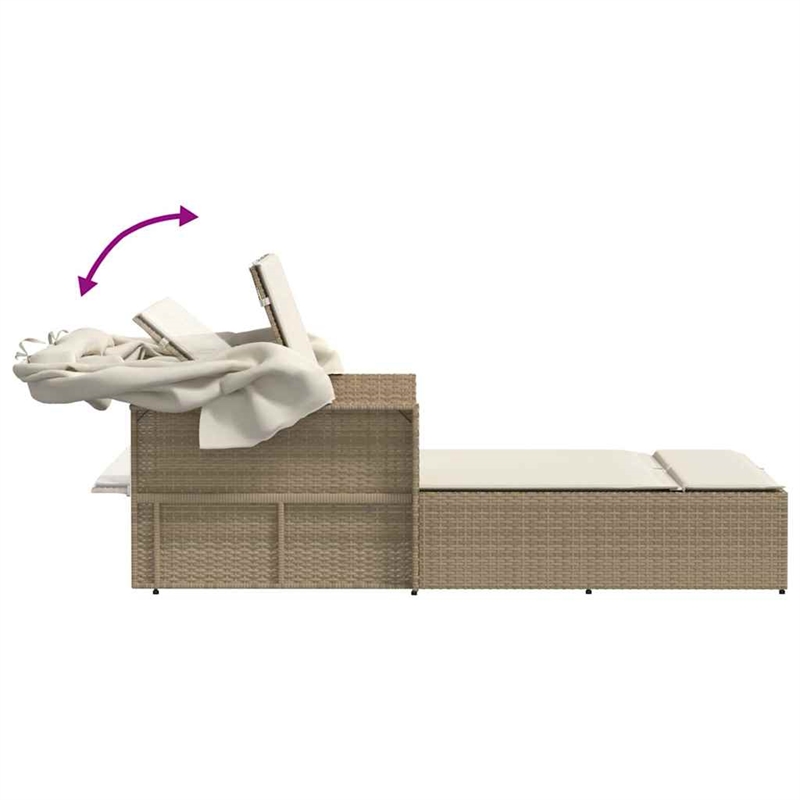 vidaXL Double Sun Lounger in Beige and Cream White