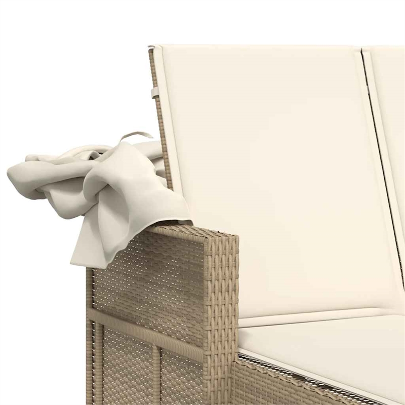 vidaXL Double Sun Lounger in Beige and Cream White